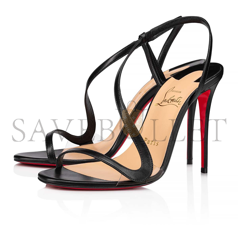 CHRISTIAN LOUBOUTIN ROSALIE 100 MM SANDALS-LEATHER AND PVC-BLACK-WOMEN 3210190BK01